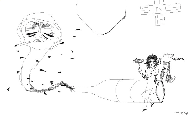 bottle ghost with lady elf