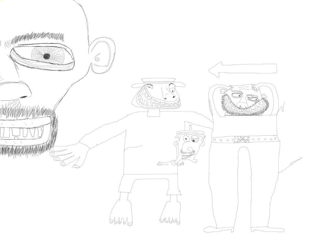 two figures with big head