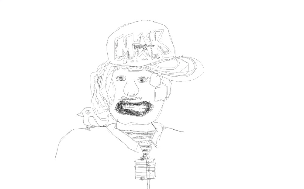 man with hat and bird