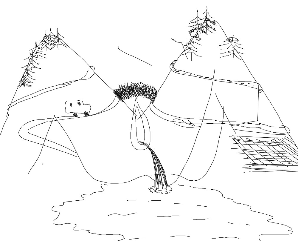 mountains and waterfall