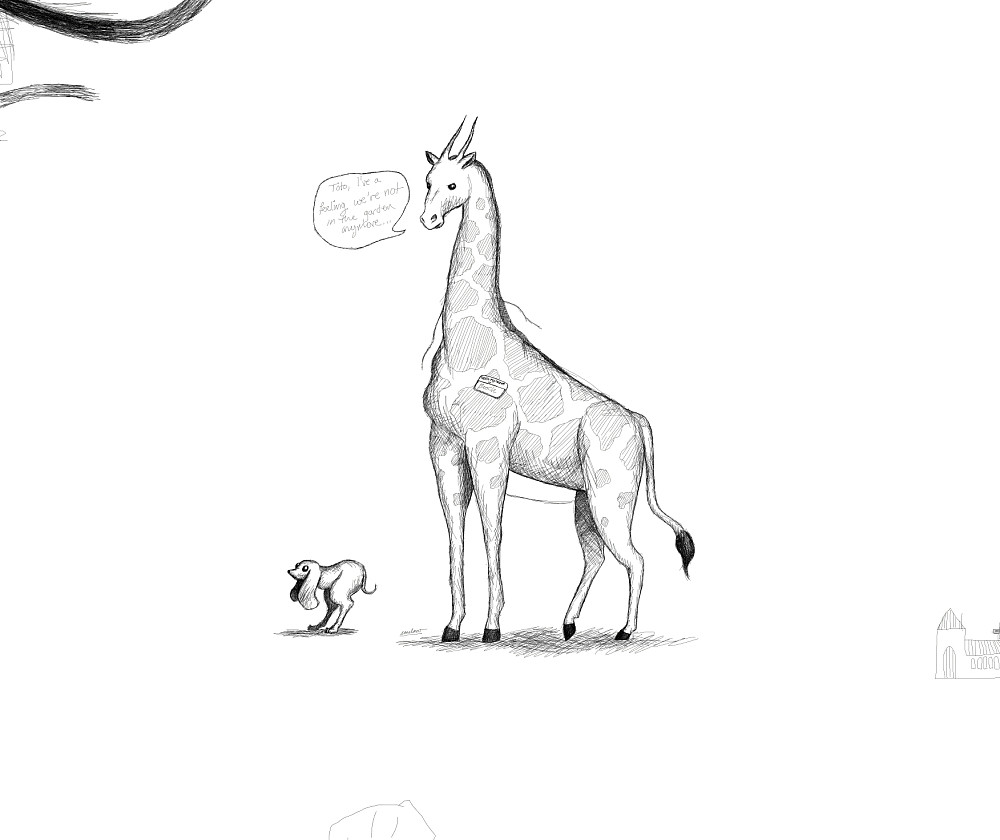Giraffe and Dog
