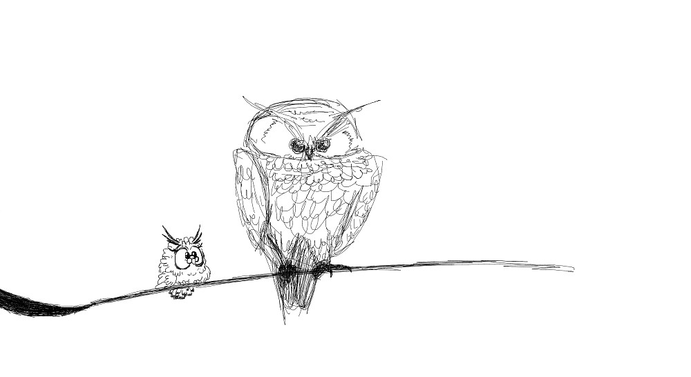 Little old owl & Big angry owl
